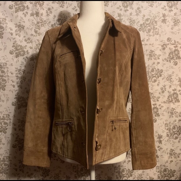 VTG Leather Jacket Suede Moto Brown Pockets Biker - Picture 5 of 13